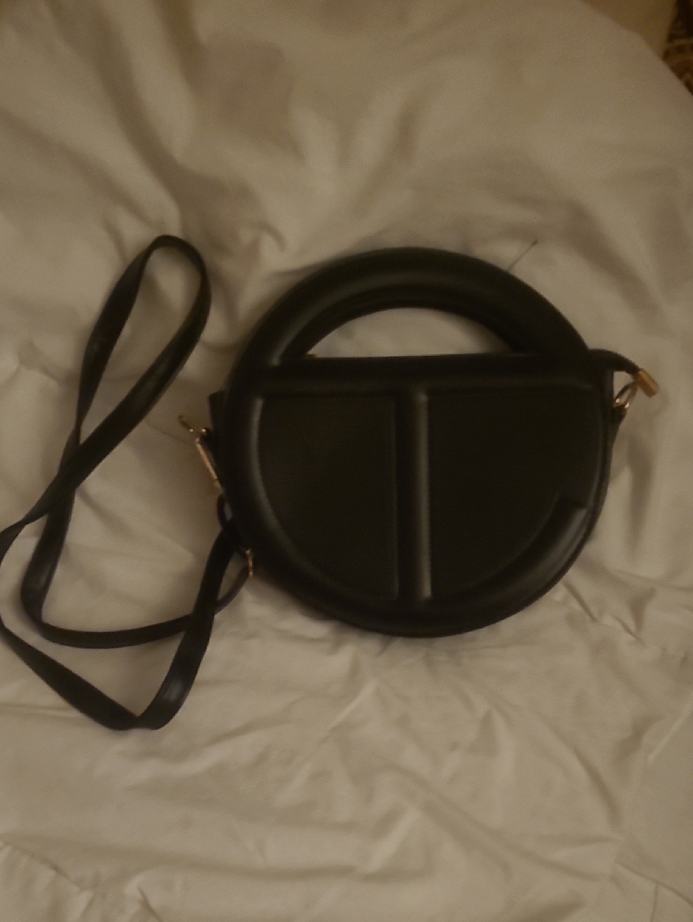 Telfar Black Round Small Crossbody Bag with Top Handle